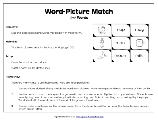 Word-Picture Match - /m/ Words