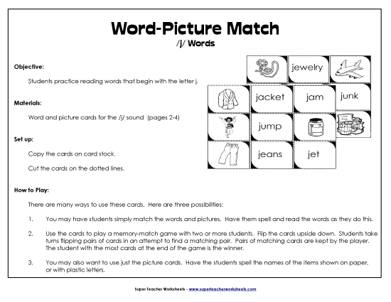 Word-Picture Match - /j/ Words