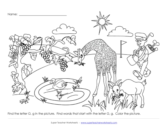Alphabet Coloring Page - Letter G