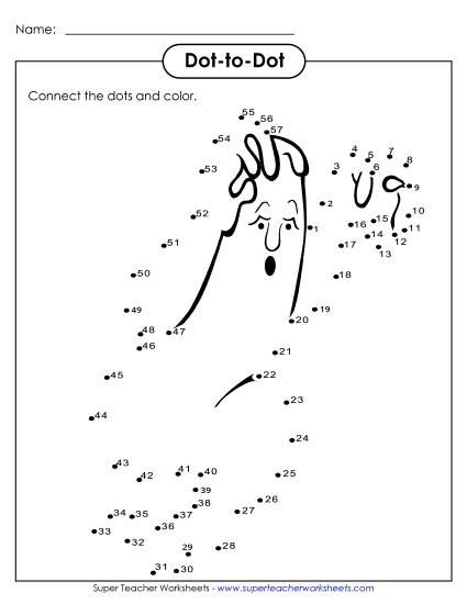 Ghost Dot-to-Dot (Numbers Up to 57) Counting Worksheet