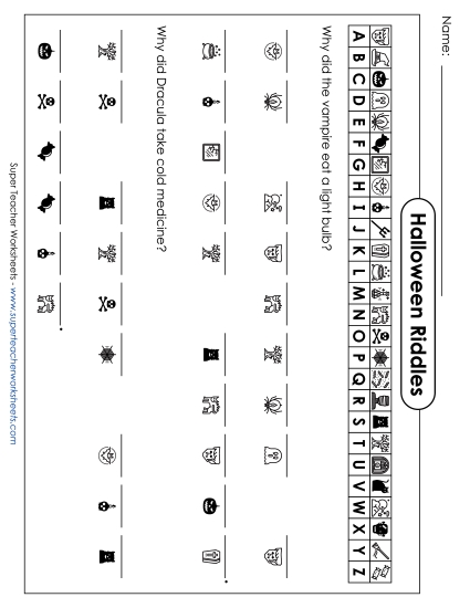 Halloween Crypto-Code Riddle Free Holiday Worksheet