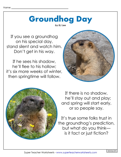Groundhog\'s Special Day (Poem)