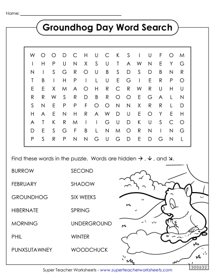 Groundhog Word Search (Intermediate)