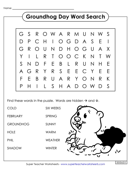 Groundhog Day Word Search (Basic)