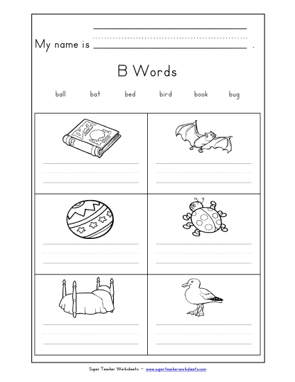 Writing Words that Start with B