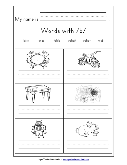 Writing Words with B b