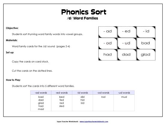Word Family Sort - /d/