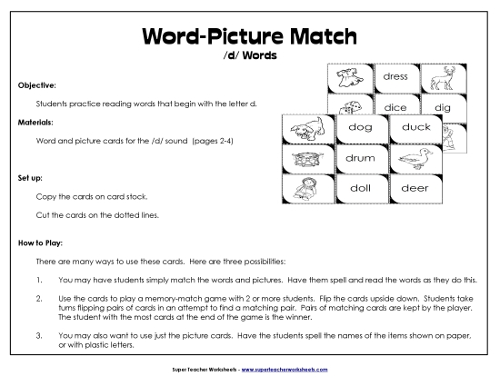 Word-Picture Match - /d/ Words