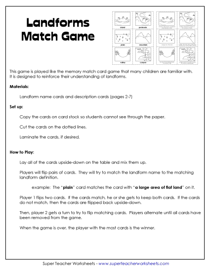 Landform Memory Match Game