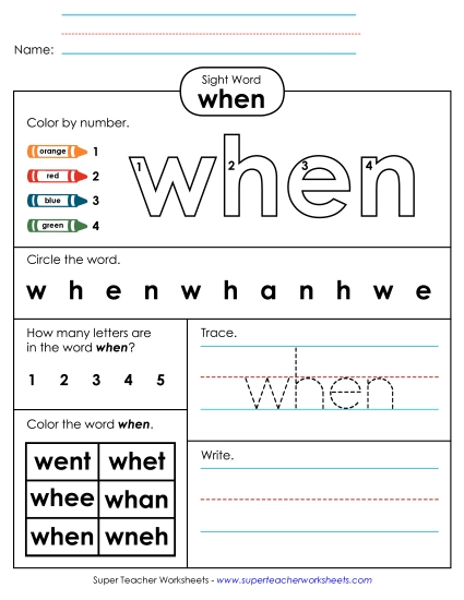 Worksheet 4: When