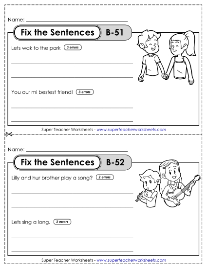 Fix the Sentences B-51 through B-55