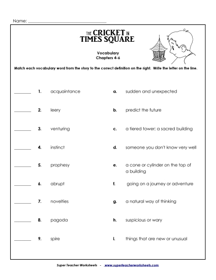 Vocabulary Match: Chapters 4 - 6