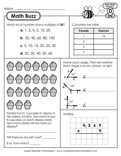 Math Buzz: Week 20<br>Worksheets 96 through 100
