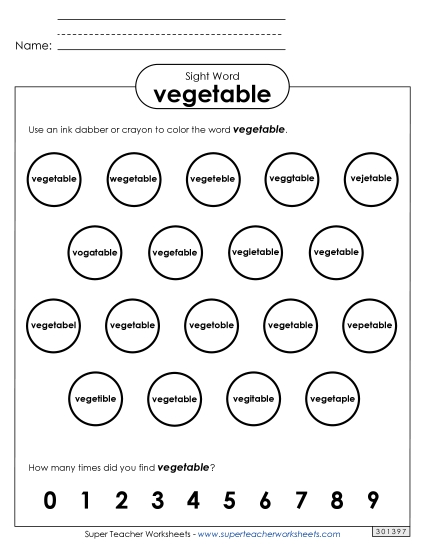 Dab or Color: Vegetable