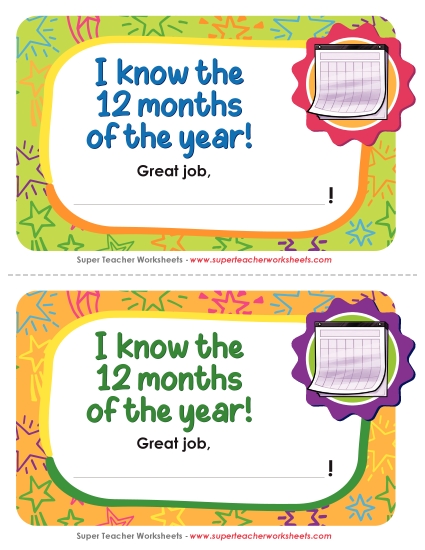 I know the 12 months of the year!