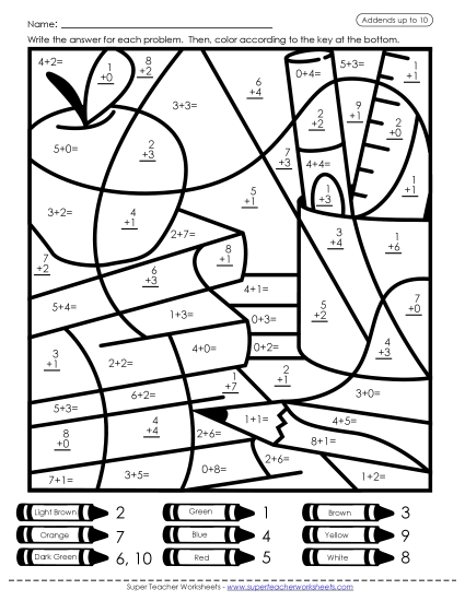 Addition Mystery Picture - Back to School