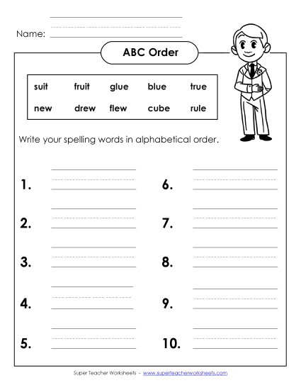 ABC Order: Write List (B-25)