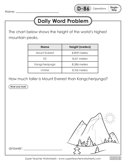 Daily Word Problems <br>D-86 through D-90