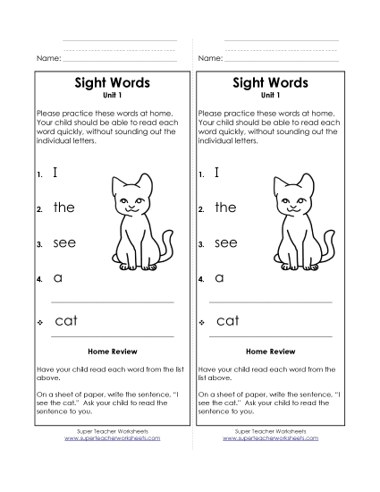 Take-Home List (Unit 1)