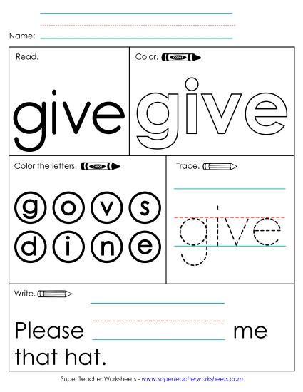 Worksheet 1: Give