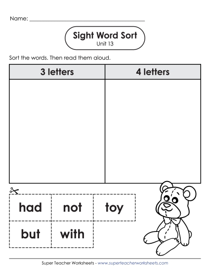 Sight Word Sort (Unit 13)