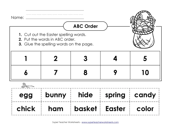 ABC Order: Cut and Glue (A-Easter) 
