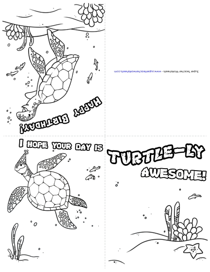 Card: Sea Turtle (B&W)