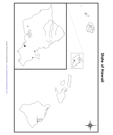 Blank Hawaii Map with City Dots