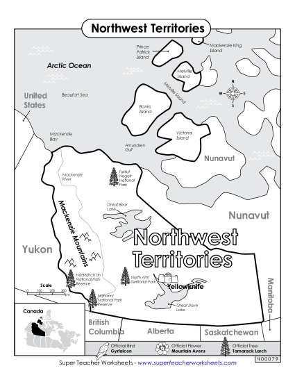 Northwest Territories Map (Black & White)