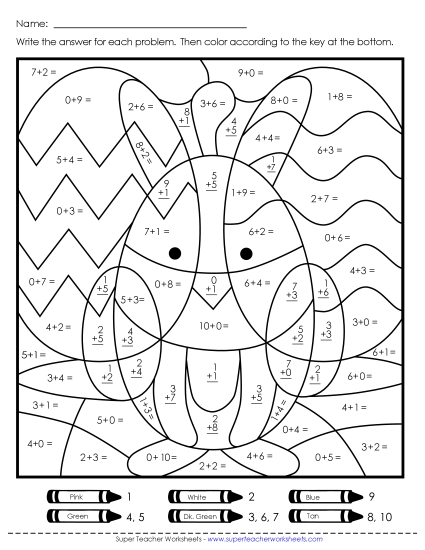 Triple Mystery Pic: Basic Addition<br>Bunny, Chick, and Egg