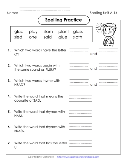 Spelling Practice (A-14) 