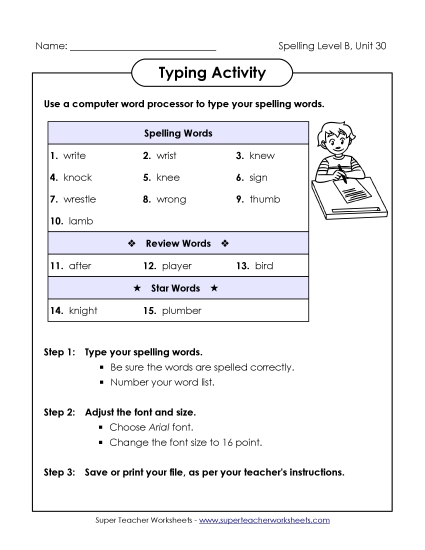 Typing Activity (B-30) 