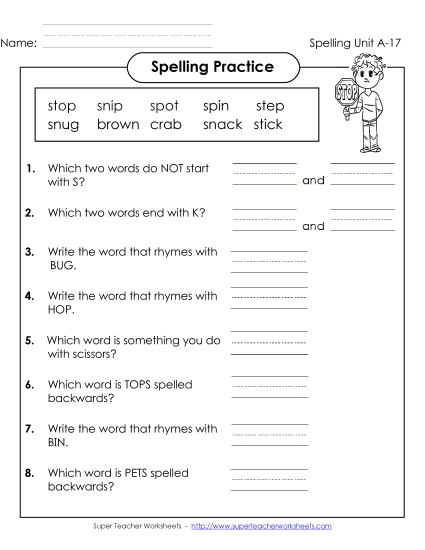 Spelling Practice (A-17) 