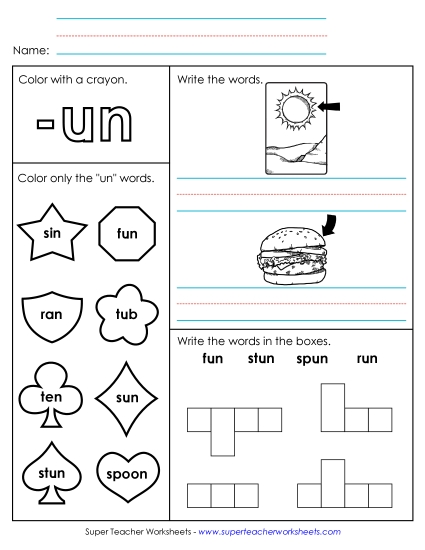 Worksheet 1 (-un Words)