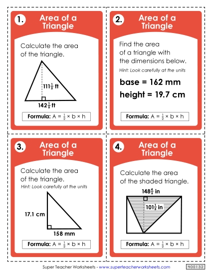 Task Cards: Area of a Triangle (Advanced)