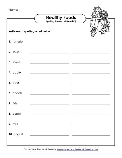 Write Two Times (C-Healthy Foods)