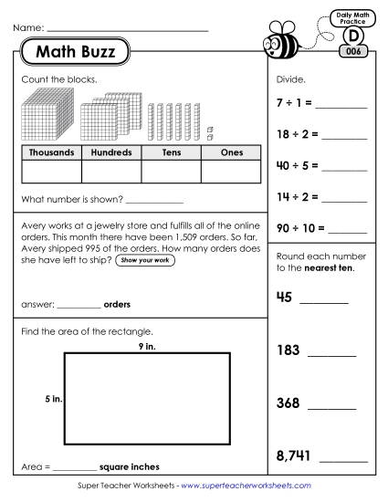 Math Buzz: Week 2<br>Worksheets 6 through 10
