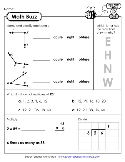 Math Buzz: Week 19<br>Worksheets 91 through 95
