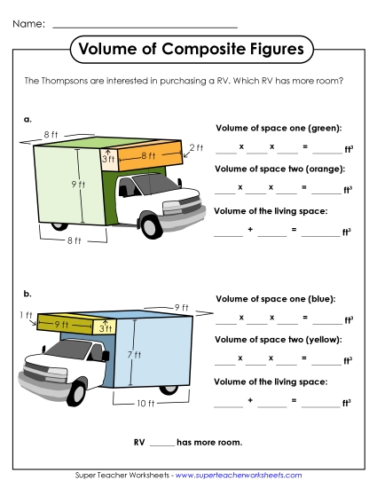Volume of Composite Figures: RV (Basic)