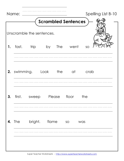 Scrambled Sentences (B-10)