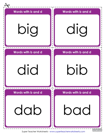 Flashcards: Words with b and d