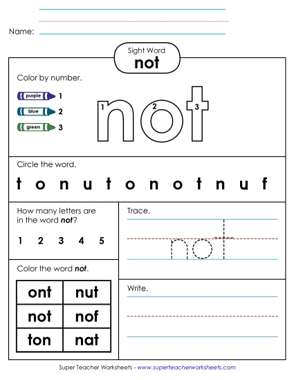 Worksheet 4: Not