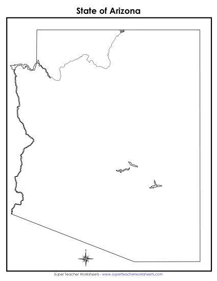 Blank Arizona Map<br>(No Bordering States)
