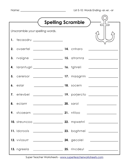 Unscramble (E-10)