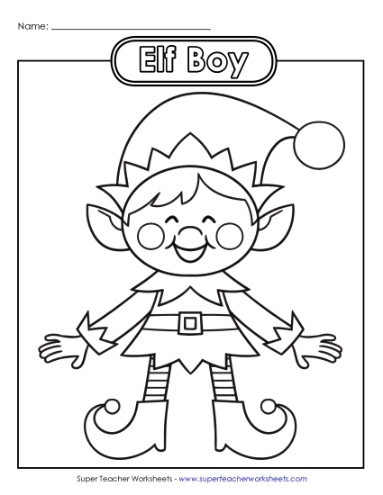 Elf (Boy) Christmas Worksheet