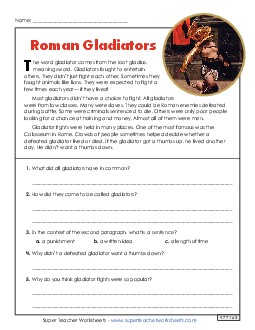 Roman Gladiators (Short, Nonfiction)