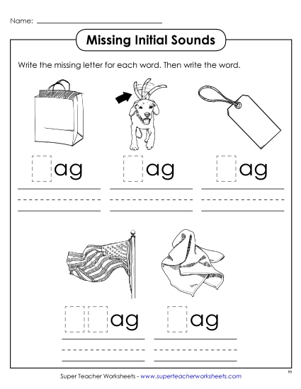 Missing Initial Sounds (-ag)