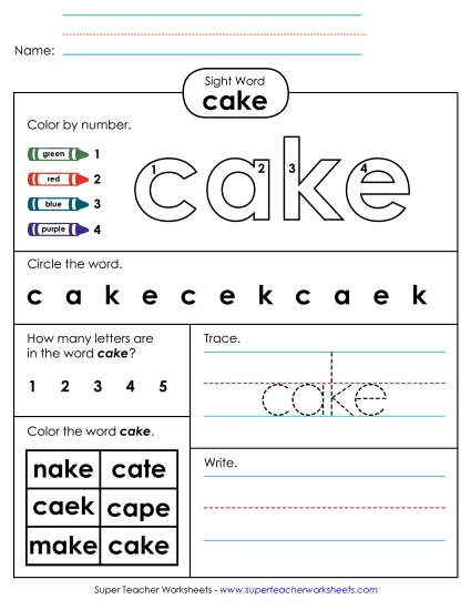 Worksheet 4: Cake
