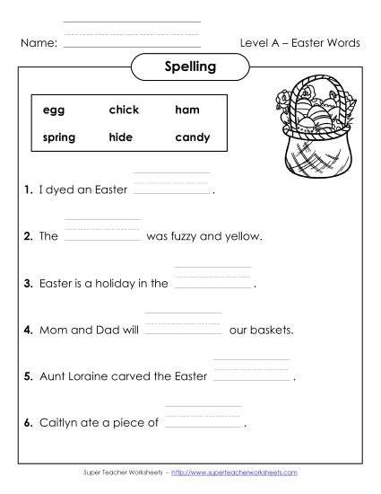 Complete the Sentences (A-Easter)