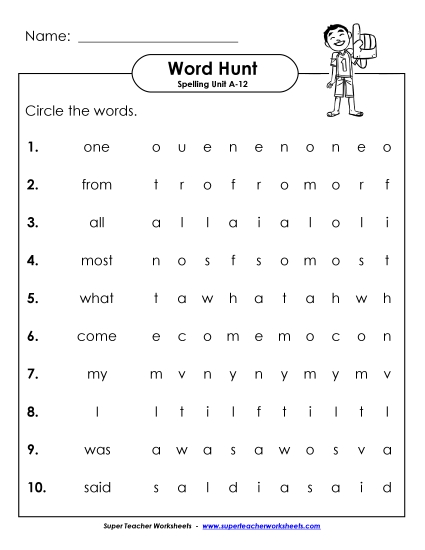 Horizontal Word Hunt (A-12)